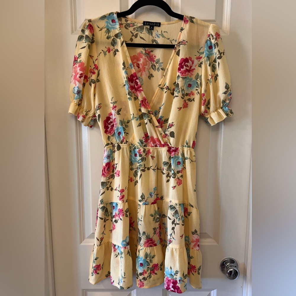 Charming Floral Midi Dress in Yellow by Abrand